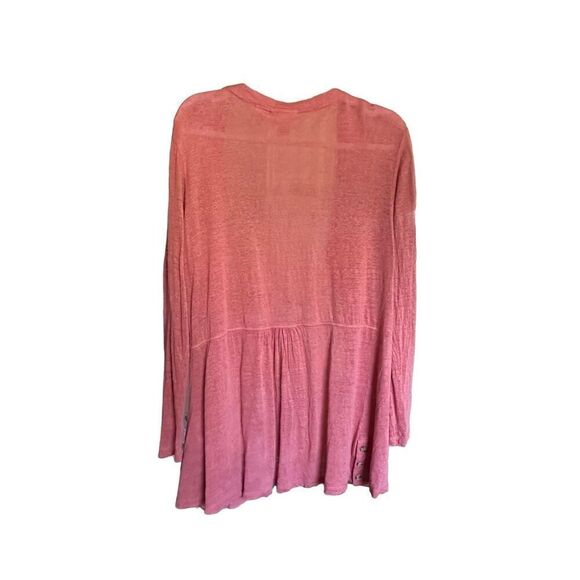 Cynthia Rowley Mauve Dusty Pink long line 100% linen open front cardigan lagenlo - Picture 2 of 7